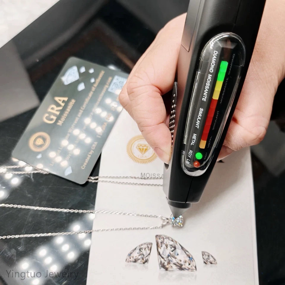 GIA 2Ct Round Moissanite Diamond Solitaire Pendant Necklace in 14k White Gold - Image 3 of 3