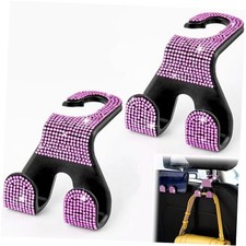 Bling Car Purse Hooks 2Pcs, Durable Car Headrest Hook, Holds 44Lbs, Bling Pink