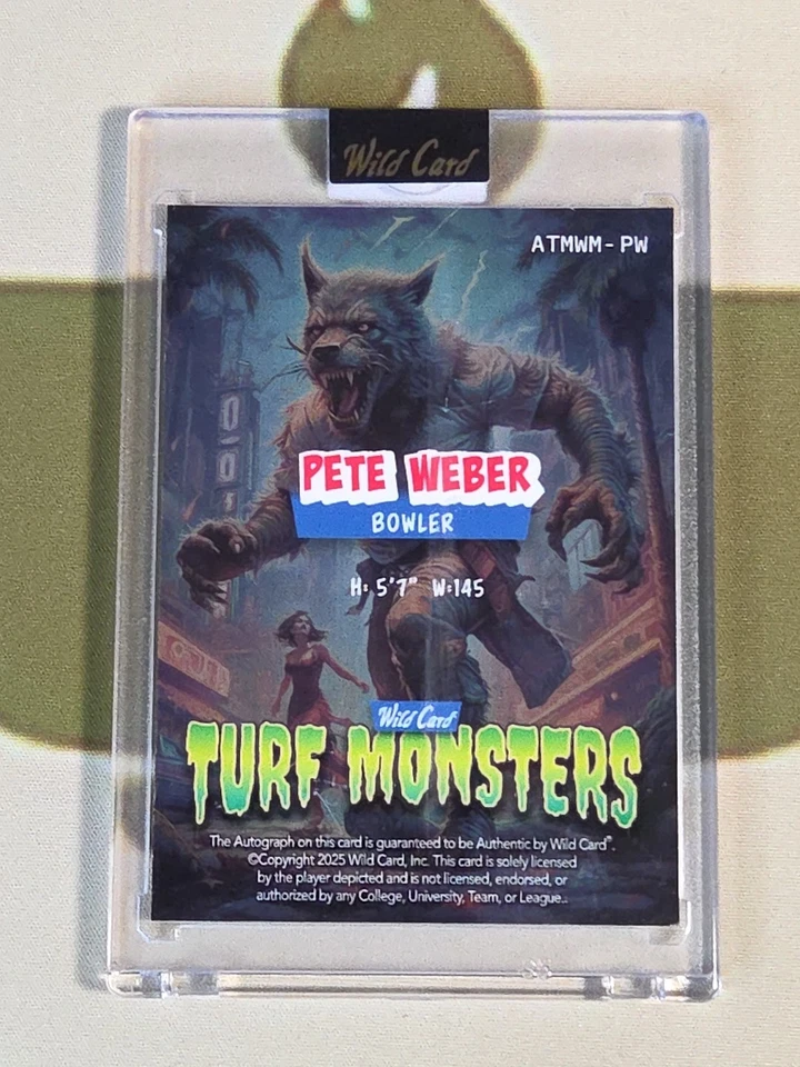 Wild Card Haunted Hits 2025 Multideporte Pete Weber 1/1 Autógrafo Césped Monstruos Foto 2 de 4