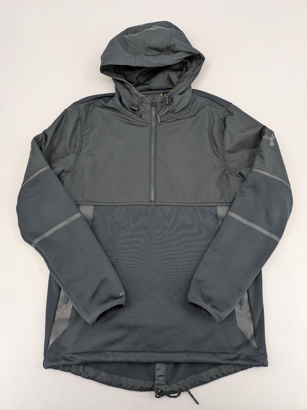 Under Armour Herren ColdGear Hoodie Anorak Jacke M grau 1/4 Zip Fleecepullover