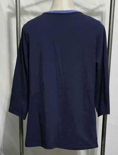 Isaac Mizrahi M Strick Top Shirt Tunika Henley dunkelblau Pullover Langarm gebraucht, in einwandfreiem Zustand - Bild 2 von 4