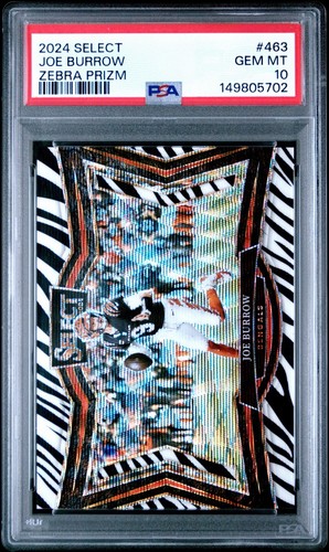 2024 Panini Select Zebra Field Level Joe Burrow SSP Case Hit PSA 10 POP 5