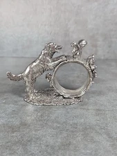 Vintage Reed & Barton 1824 Collection Silverplate Napkin Ring Dog /Squirrel 2003