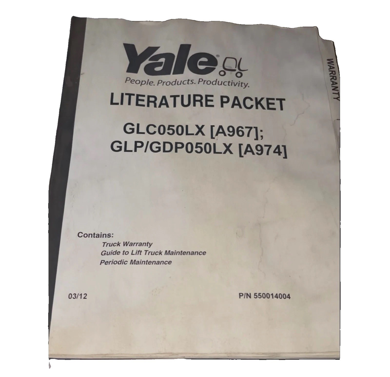 Yale Forklift Literature Packet GLC050LX GLP050LX GDP050LX Manuals
