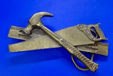 Carpenters Tools Saw Ruler Level Hammer Vintage 1981 Great American Belt Buckle