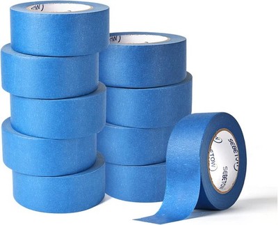 10 Pieces Painter s Tape 2inch Masking Tape 55Yard Multi Surface Wall Paint Blue