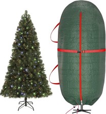 Upright Christmas Tree Storage Bag, 7.5 FT Tear Resistant PE Material Green