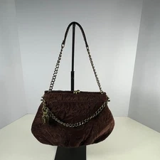 BCBG Paris Brown Vintage Purse Chains Kiss Lock Shoulder Bag Party Casual Y2K