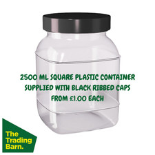 STORAGE JARS SCREW TOP PLASTIC CONTAINER JARS 2500ML SQUARE CLEAR