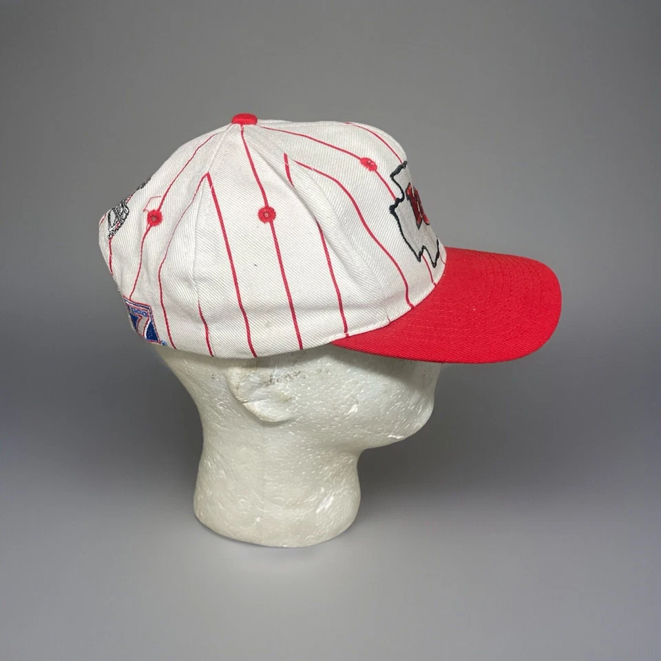 1990s Kansas City KC Chiefs Punta de Flecha Logotipo a Rayas 7 Equipo NFL Gorra Snapback 🔥 Foto 4 de 4