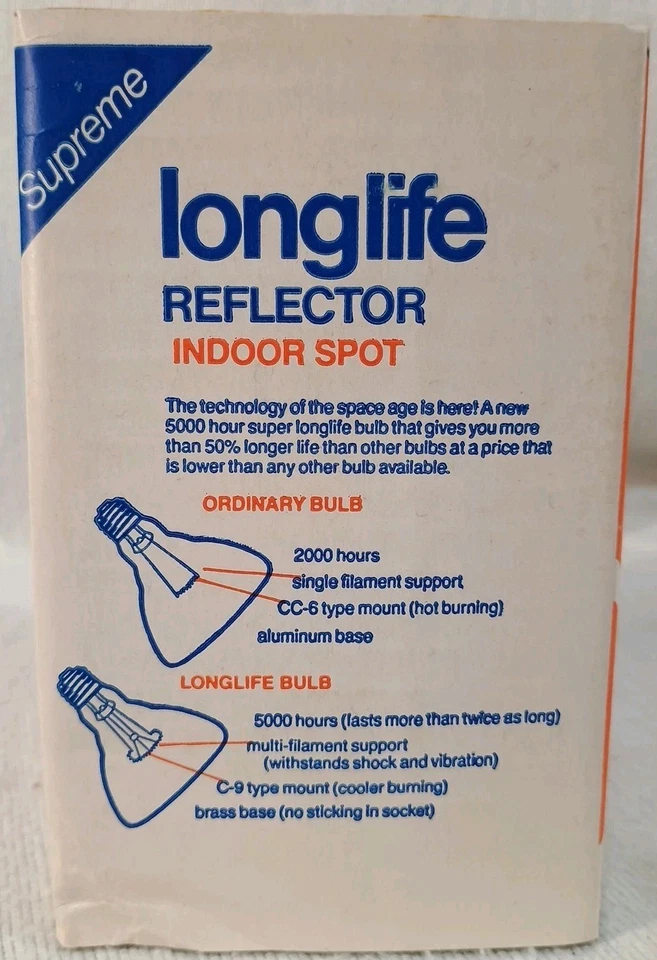 2-Supreme Long Life Reflector Indoor Spot Bulb 75 Watt R30 SP New Old Stock USA - Image 3 of 4