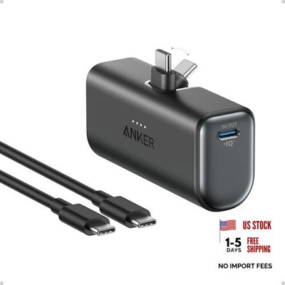  iPhone 17 Portable Charger, Nano Power Bank with Built-in USB C Black