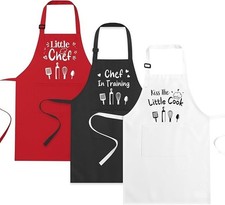 3 Pack Kids Apron for Cooking Adjustable Kids Chef Kitchen,Funny Aprons..