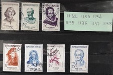 série timbres  france an  1957 oblitérés  n° 1132 1133 1134 1135 1136 1137 1138