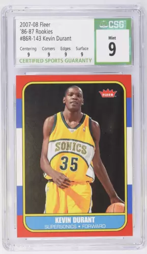 2007-08 Fleer Kevin Durant 86 Retro Rookies Rookie RC #143 CSG 9 Mint