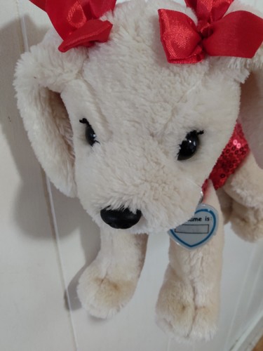 Poochie & Co Plush Red Sequin Plush Light Brown Lab Retriever Dog Purse - Picture 4 of 5