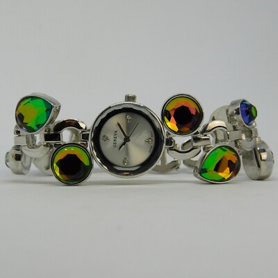 GENEVA 7098 Crystals Inlay Quartz Analog Women's Watch Sz. 6 1/2'' New Battery