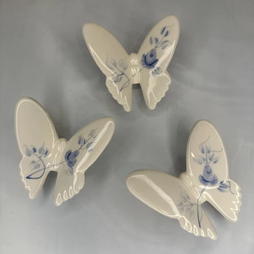 Vintage Hand-Painted Porcelain Set Of 3 Butterflies Lasting Products, Inc