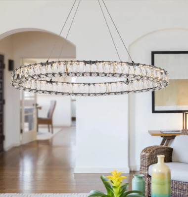 Crystal Chandelier Modern Black Oval Kitchen Island Dining Room Foyer 16'' X 36''