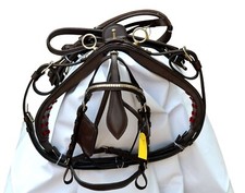 Leather Driving Harness Set for Single Horse Cart Brown Full Cob Pony Shetland