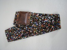 Vtg. Handmade Aqua Red Purple Beaded Belt, wood clasp Native American Style 11