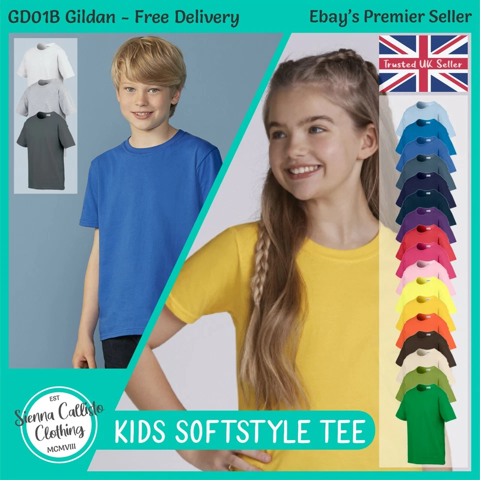 Gildan Softstyle Ringspun T-Shirt * Kids Plain Tee * Standard Blank Children's