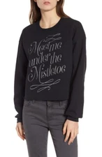 Junk Food 164973 Women's Mistletoe Cotton Blend Sweatshirt Black Size Large