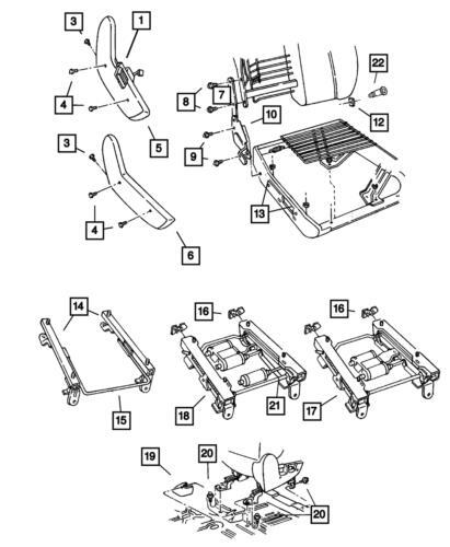 Recliner de respaldo de asiento izquierdo para Jeep Grand Cherokee 2001-2004 (N/P 5080513AA)