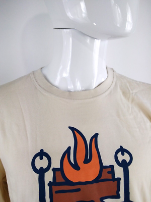 キングダム Life is Good Men Long Sleeve Crusher Tee Log On Fireplace White