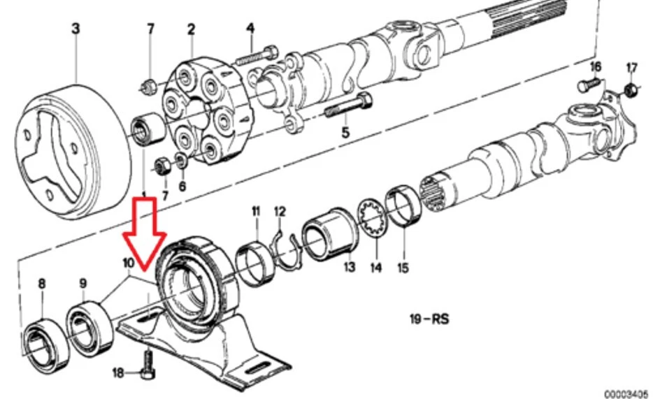 Conjunto de montaje de soporte central de eje de transmisión para BMW 1987-1995 E30 E32 E34 REIN Foto 2 de 4