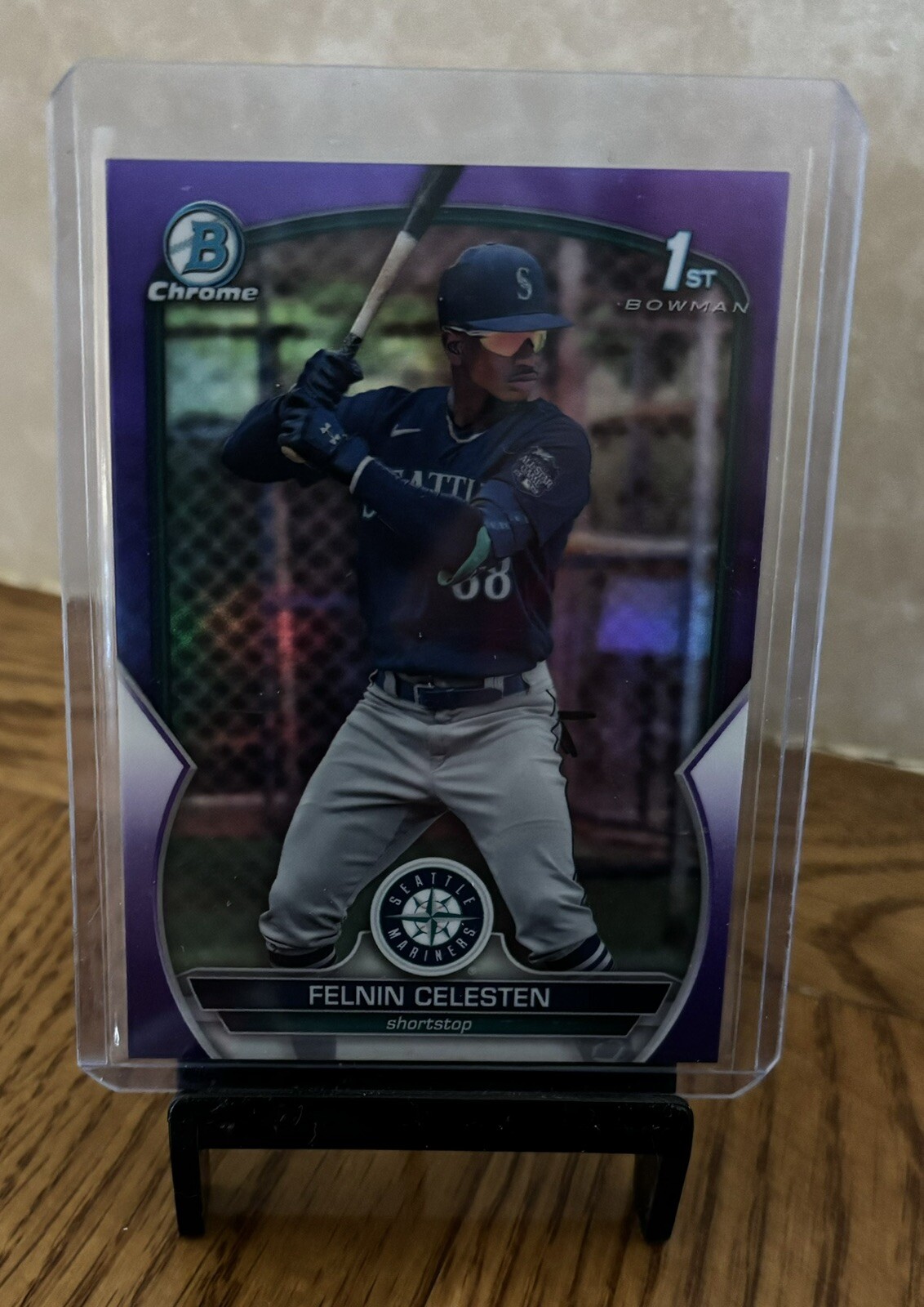 2023 Bowman Chrome Felnin Celesten Purple Refractor 1st RC 1/250 Mariners Rookie
