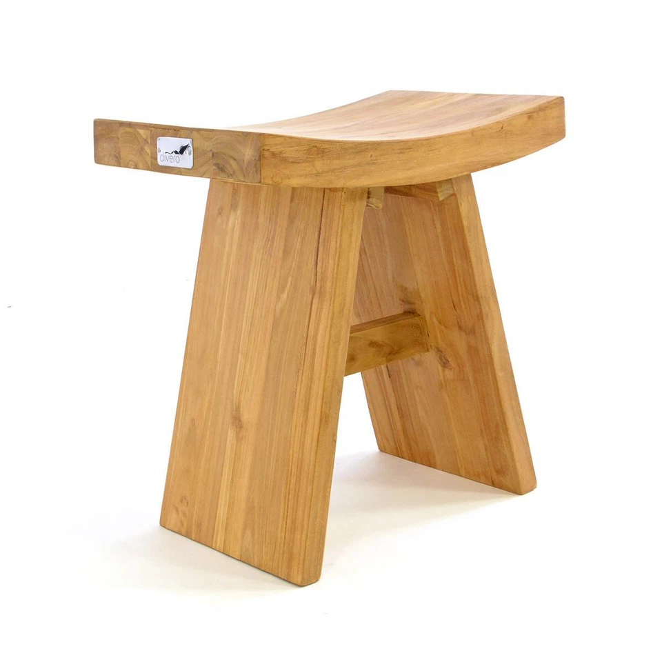 DIVERO Hocker Teak Holz behandelt Sitzhocker Holzhocker massiv Gartenhocker - Bild 2 von 4