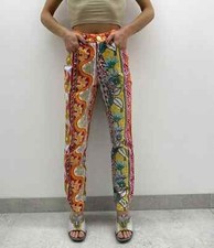 Vintage 90s Rare Moschino Jeans Womens High Waist Floral Multicolor Pants siz 27
