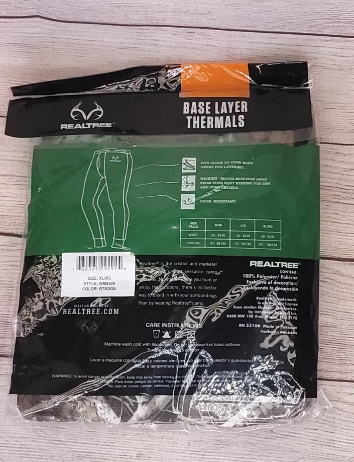 Realtree Mens Performance Thermal Camo Bottom Size XL Base Layer Pants New - Image 2 of 4