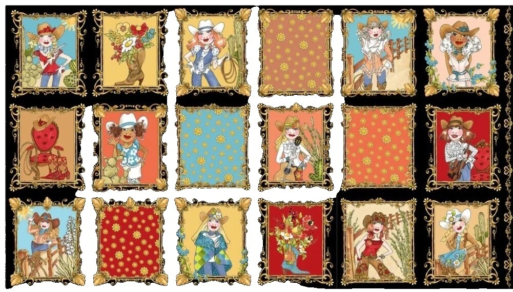 Vaqueros y Viejo Oeste Acolchado paneles de tela artesanal