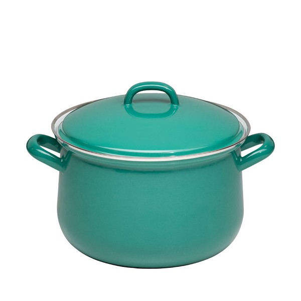 Riess 0608-111 Fleischtopf Mit Deckel 20 Cm, 3,5 L, Emaille, Nature Green - Dark-image