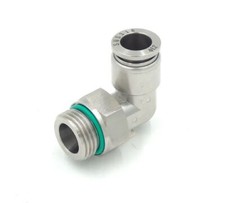 Image of Stainless Steel Metric Push Male 90 Elbow BSPP Parallel, Metric Push Fits 316