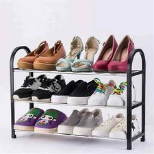 Black 3 Tier Shoe Rack Stand Lightweight Compact Storage Organizer Shelf