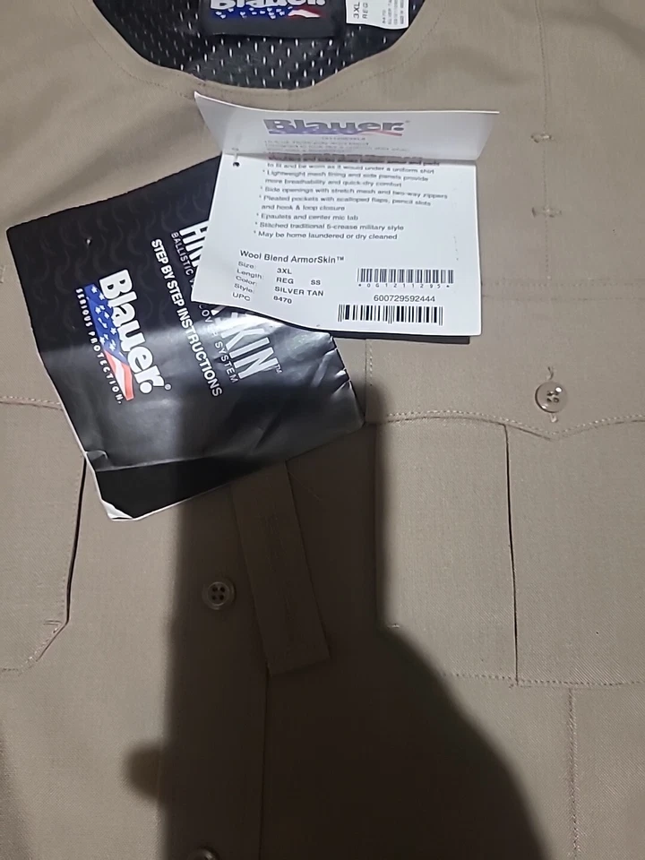 NEW BLAUER 8470 WOOL BLEND ARMORSKIN VEST OUTER ARMOR CARRIER SILVER TAN 3XL TAL - Image 2 of 2
