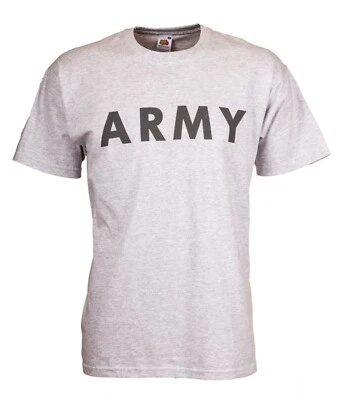T Shirt US Army PT Heather Grey S-XXL NEW Dark Grey Print Army A Symbol on Back - Image 1 of 4