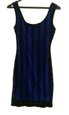 As U Wish Bodycon Dress Women's Size S Black Geometric Overlay Sleeveless Scoop