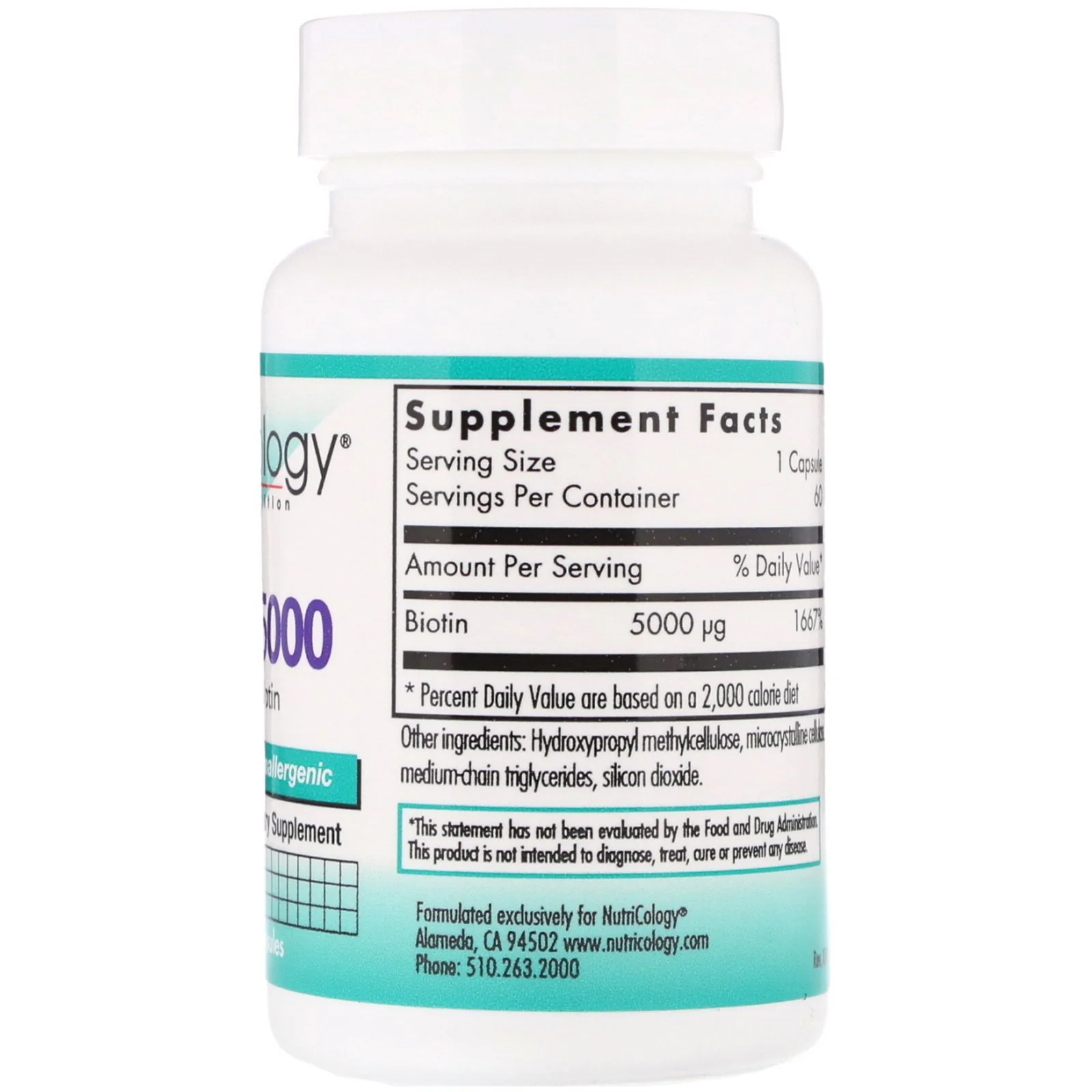 Nutricology, Biotin 5000, 60 Vegetarian Capsules | eBay