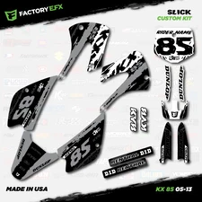 Gray & White Slick Racing Graphics Kit fits Kx85 01-13 Plates Kx 85 2001-2013