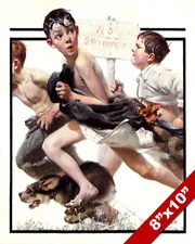 NORMAN ROCKWELL BOYS CAUGHT NO SWIMMING ART OIL PAINTING PRINT ON CANVAS PRINT