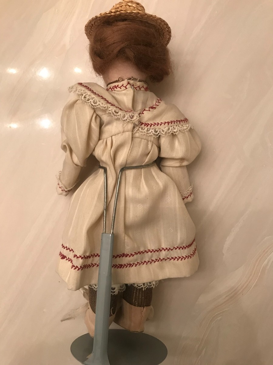 Antique bisque head doll 174 X leather body sawdust 10 Antique bisque head doll 174 X leather body sawdust 10