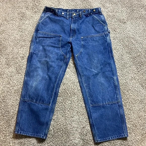 Carhartt B07 DNM Double Knee Jeans Mens Size 44x32 Blue