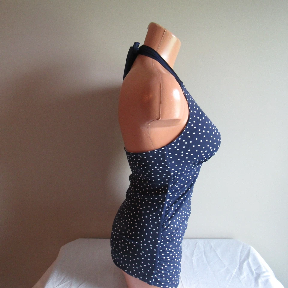 Tommy Bahama Sea Swell Reversible Halter Tankini Natación Top Yegua Azul Marino/Blanco S Nuevo con Etiquetas Foto 4 de 4
