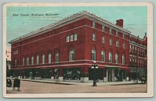 Muskegon Michigan~Elks Temple~Bicycles~Parcel Drop Box~c1920 Postcard