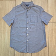 Polo Ralph Lauren Boys L 14-16 Blue Button Down Oxford Shirt Pony Logo Cotton