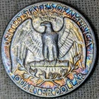 1964 Washington Quarter AU++ : Monster Rainbow Tone, Both Sides - .9 Fine Silver